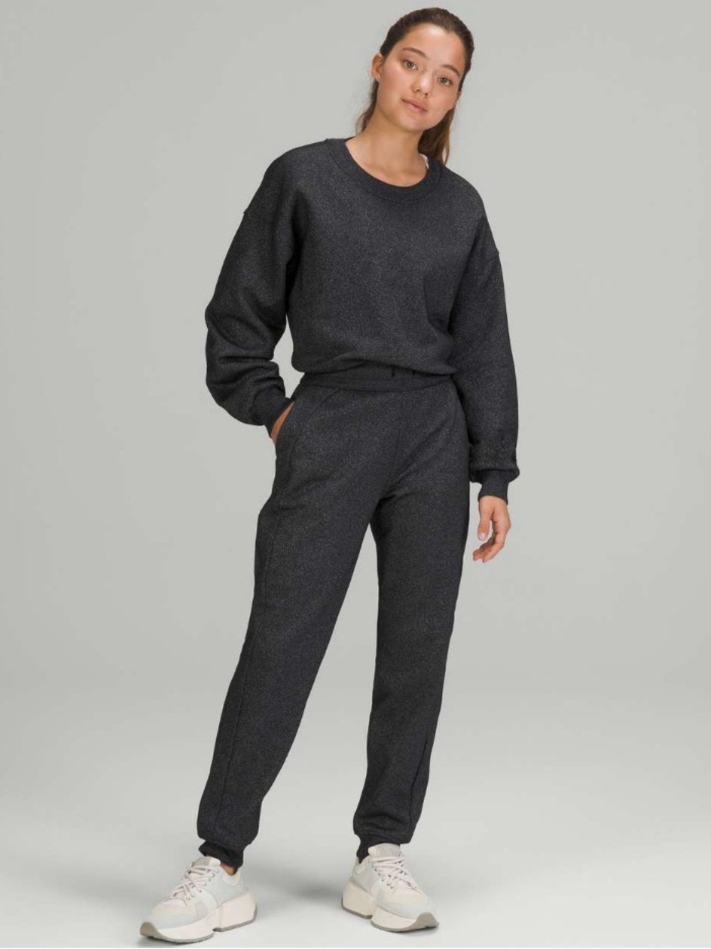 Lululemon Scuba High Rise Jogger Sparkle Black Cotton Fleece Size 4 Sweatpants